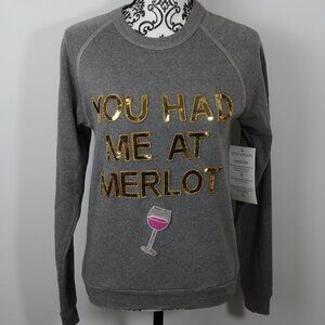 Bow & Drape You Had Me At Merlot Sequin Sweatshirt